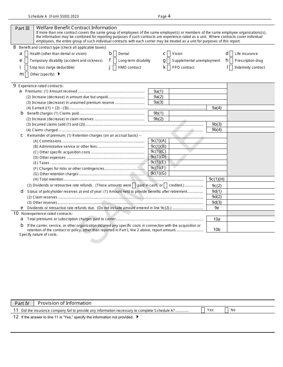 Form 5500 Schedule A Download Fillable PDF or Fill Online Insurance ...