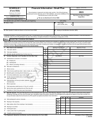 Document preview: Form 5500 Schedule I Financial Information - Small Plan - Sample, 2023