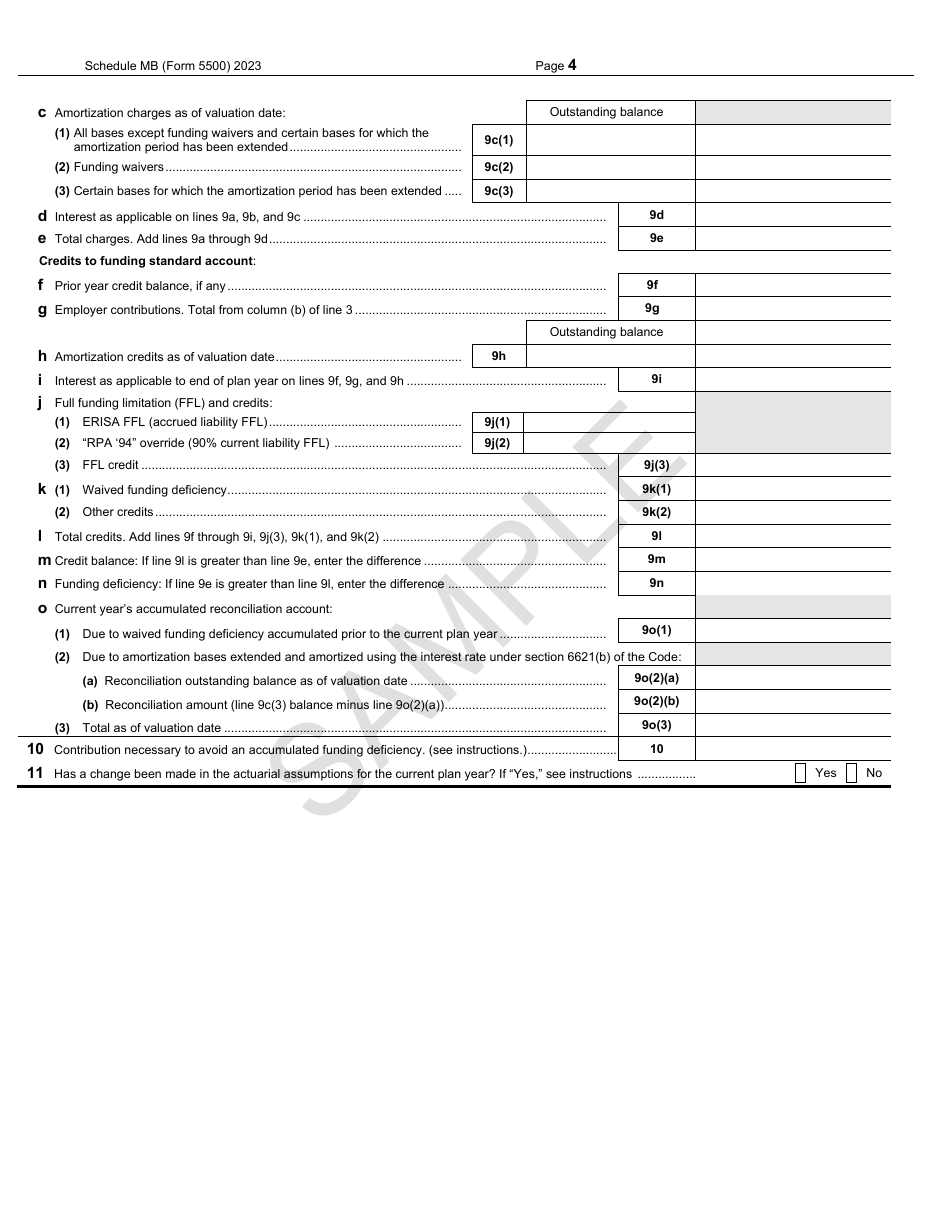 Form 5500 Schedule MB Multiemployer Defined Benefit Plan and Certain Money Purchase Plan Actuarial Information - Sample, Page 4