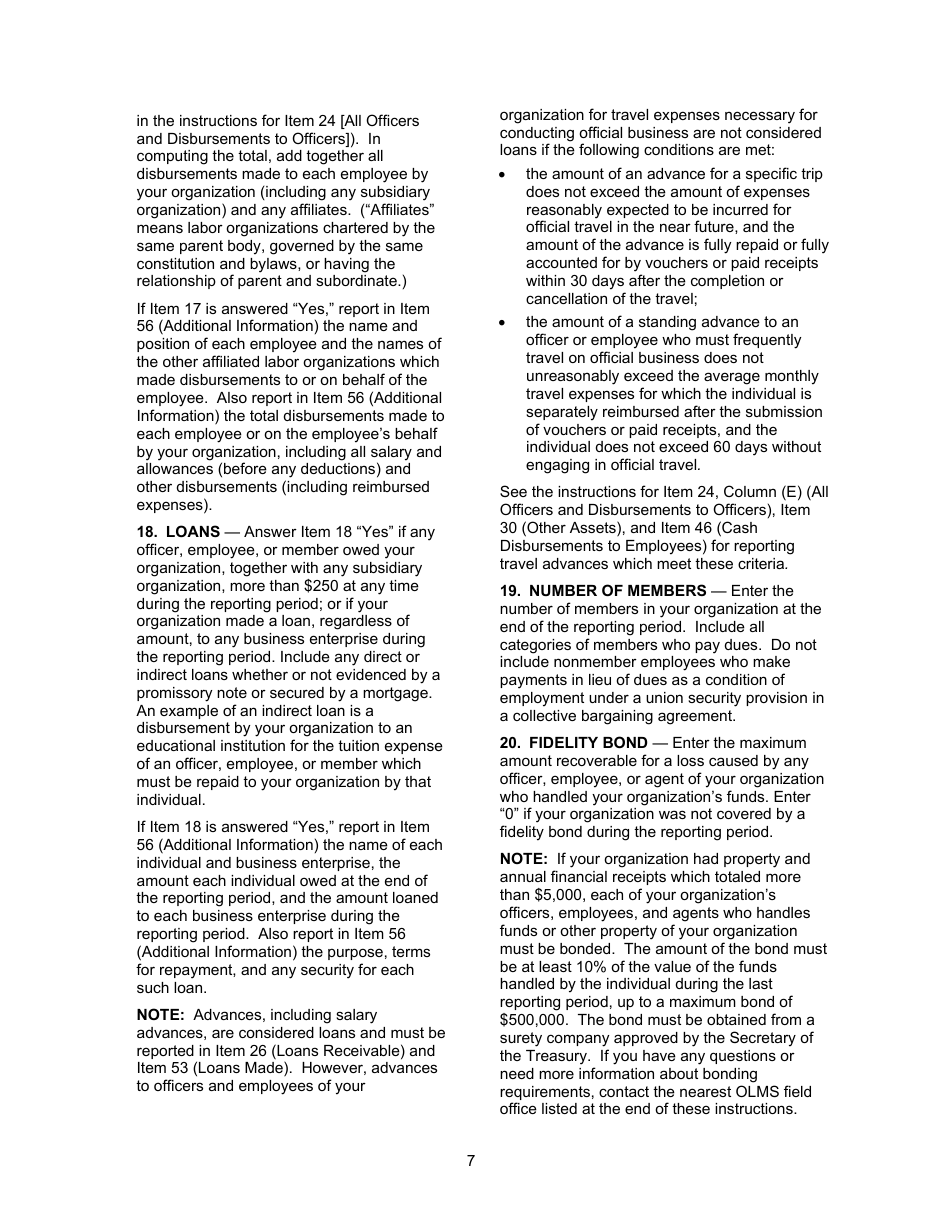 Instructions for Form LM-3 Labor Organization Annual Report, Page 7