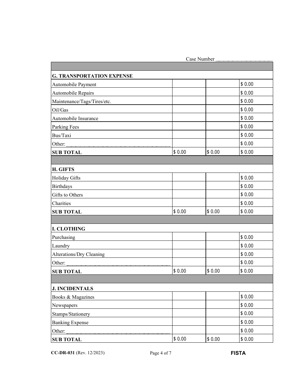 Form CC-DR-031 Financial Statement (General) - Maryland, Page 4