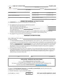 Form CC-CV-081 Petition for Warrant of Restitution - Maryland, Page 2