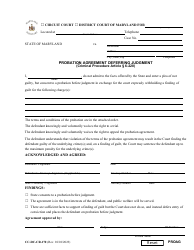 Document preview: Form CC-DC-CR-170 Probation Agreement Deferring Judgment - Maryland