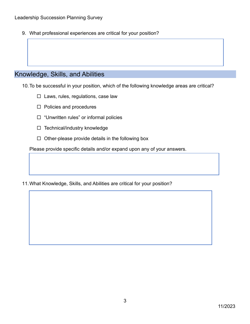 Leadership Succession Planning Survey - California, Page 3