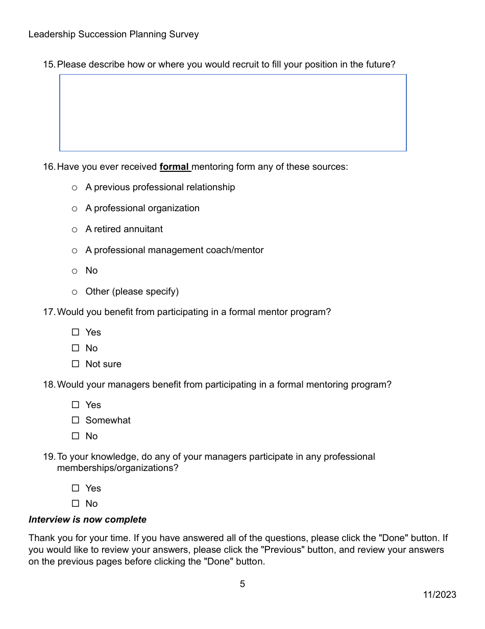 Leadership Succession Planning Survey - California, Page 5