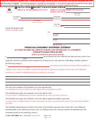Form CC-DC-CR-170BLF Probation Agreement Deferring Judgment - Maryland (English/French)