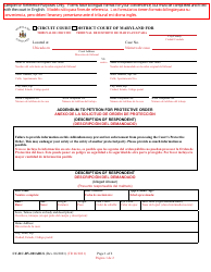 Form CC-DC-DV-001ABLS Addendum to Petition for Protective Order (Description of Respondent) - Maryland (English/Spanish)