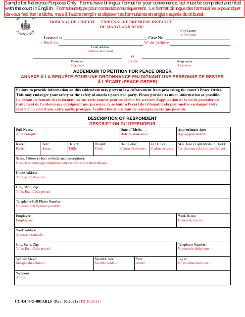 Form CC-DC-PO-001ABLF  Printable Pdf