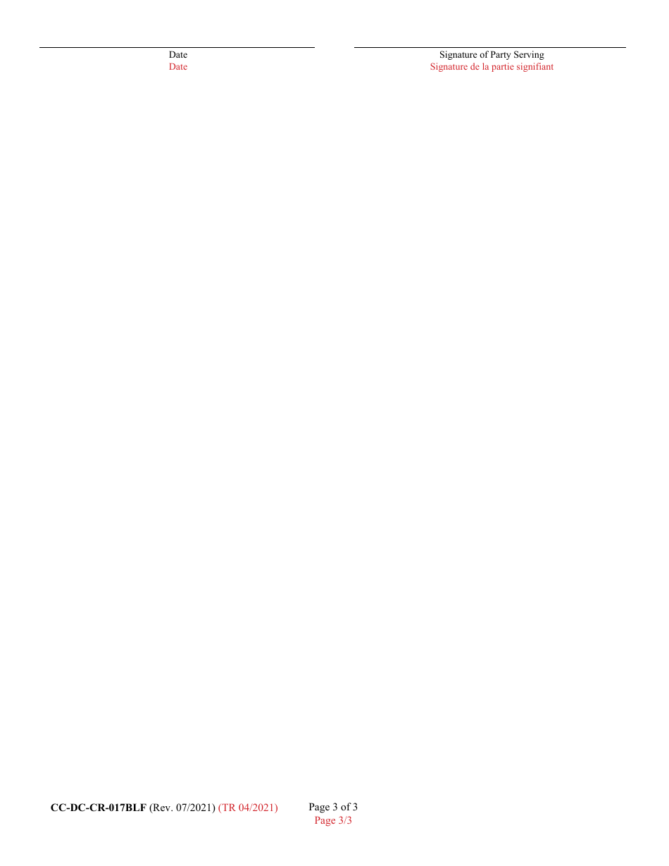 Form CC-DC-CR-017BLF Notice of Appeal for Criminal Matters - Maryland (English / French), Page 3