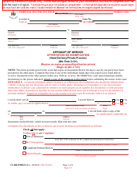 Document preview: Form CC-DR-055BLF Affidavit of Service (Hand Delivery/Private Process) - Maryland (English/French)