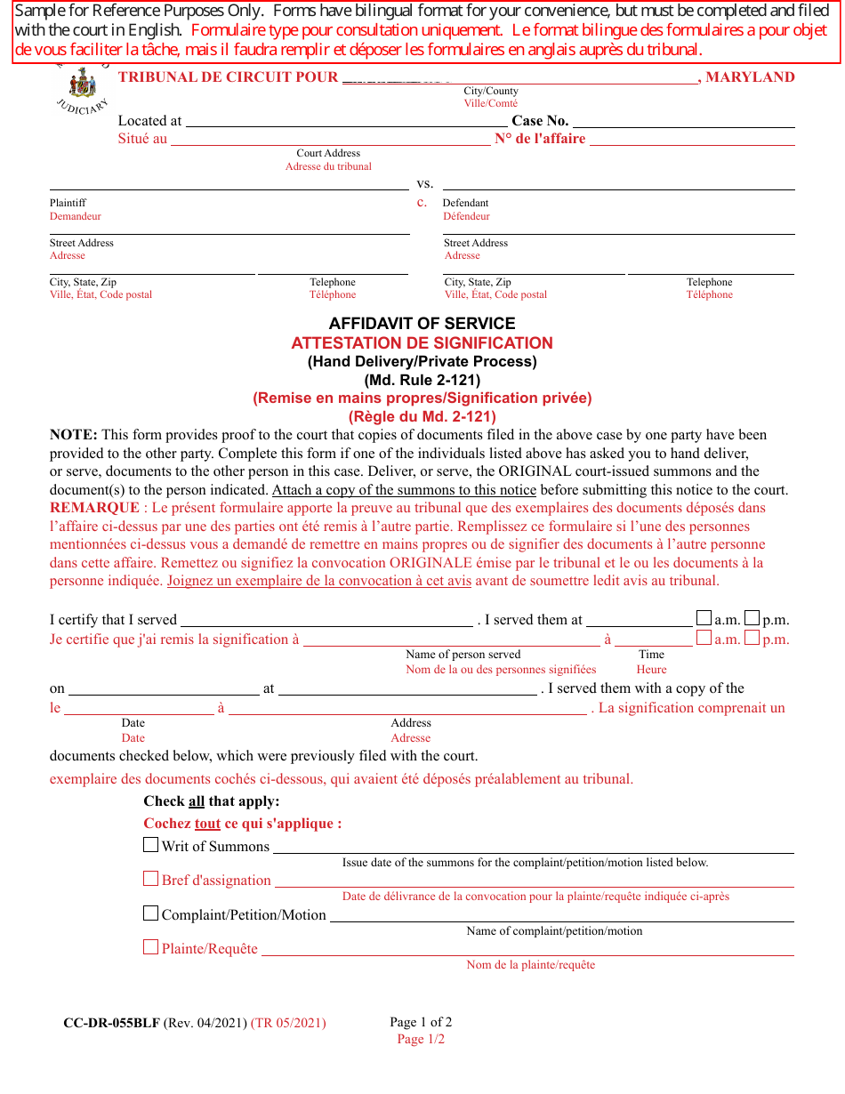 Form CC-DR-055BLF - Fill Out, Sign Online and Download Fillable PDF ...
