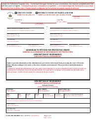 Document preview: Form CC-DC-DV-001ABLF Addendum to Petition for Protective Order (Description of Respondent) - Maryland (English/French)