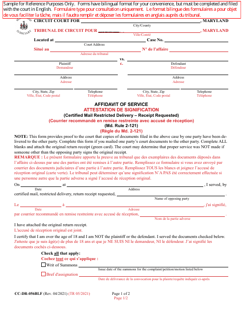 Form CC-DR-056BLF  Printable Pdf
