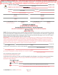 Form CC-DR-056BLF Affidavit of Service (Certified Mail Restricted Delivery - Receipt Requested) - Maryland (English/French)
