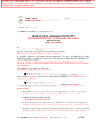 Document preview: Form CC-GN-016-BLS Advice of Rights - Guardian of the Property - Maryland (English/Spanish)