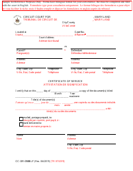 Document preview: Form CC-DR-058BLF Certificate of Service - Maryland (English/French)
