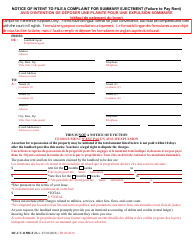Form DC-CV-115BLF Notice of Intent to File a Complaint for Summary Ejectment (Failure to Pay Rent) - Maryland (English/French)