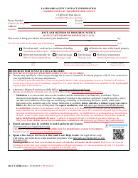 Form DC-CV-115BLF Notice of Intent to File a Complaint for Summary Ejectment (Failure to Pay Rent) - Maryland (English/French), Page 2
