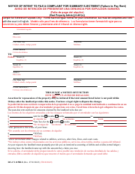 Document preview: Form DC-CV-115BLS Notice of Intent to File a Complaint for Summary Ejectment (Failure to Pay Rent) - Maryland (English/Spanish)