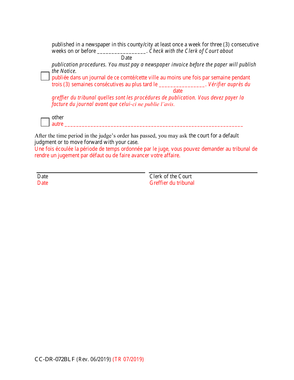 Form CC-DR-072BLF Notice - Alternate Service - Maryland (English / French), Page 3