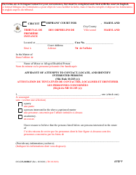 Document preview: Form CC-GN-010BLF Affidavit of Attempts to Contact, Locate, and Identify Interested Persons - Maryland (English/French)
