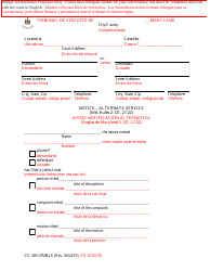 Document preview: Form CC-DR-072BLS Notice - Alternate Service - Maryland (English/Spanish)