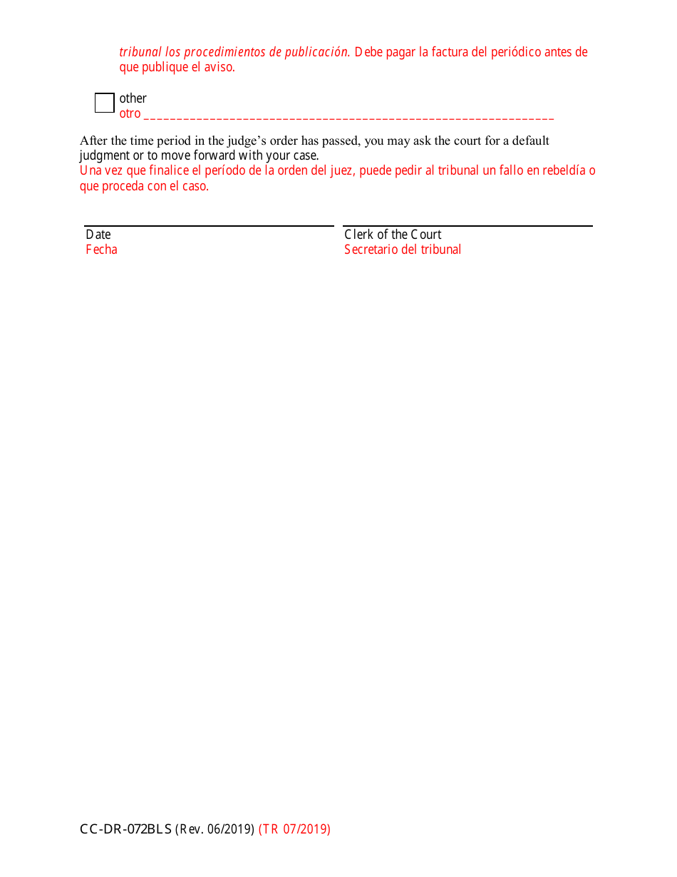 Form CC-DR-072BLS Notice - Alternate Service - Maryland (English / Spanish), Page 3