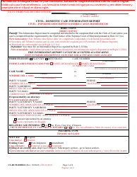 Document preview: Form CC-DCM-001BLS Civil - Domestic Case Information Report - Maryland (English/Spanish)