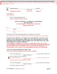 Document preview: Form CC-GN-015BLF Advice of Rights - Guardian of the Person - Maryland (English/French)