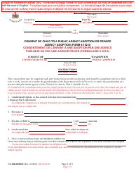 Form 9-102.5 (CC-DR-103BLF) Consent of Child to a Public Agency Adoption or Private Agency Adoption - Maryland (English/French)