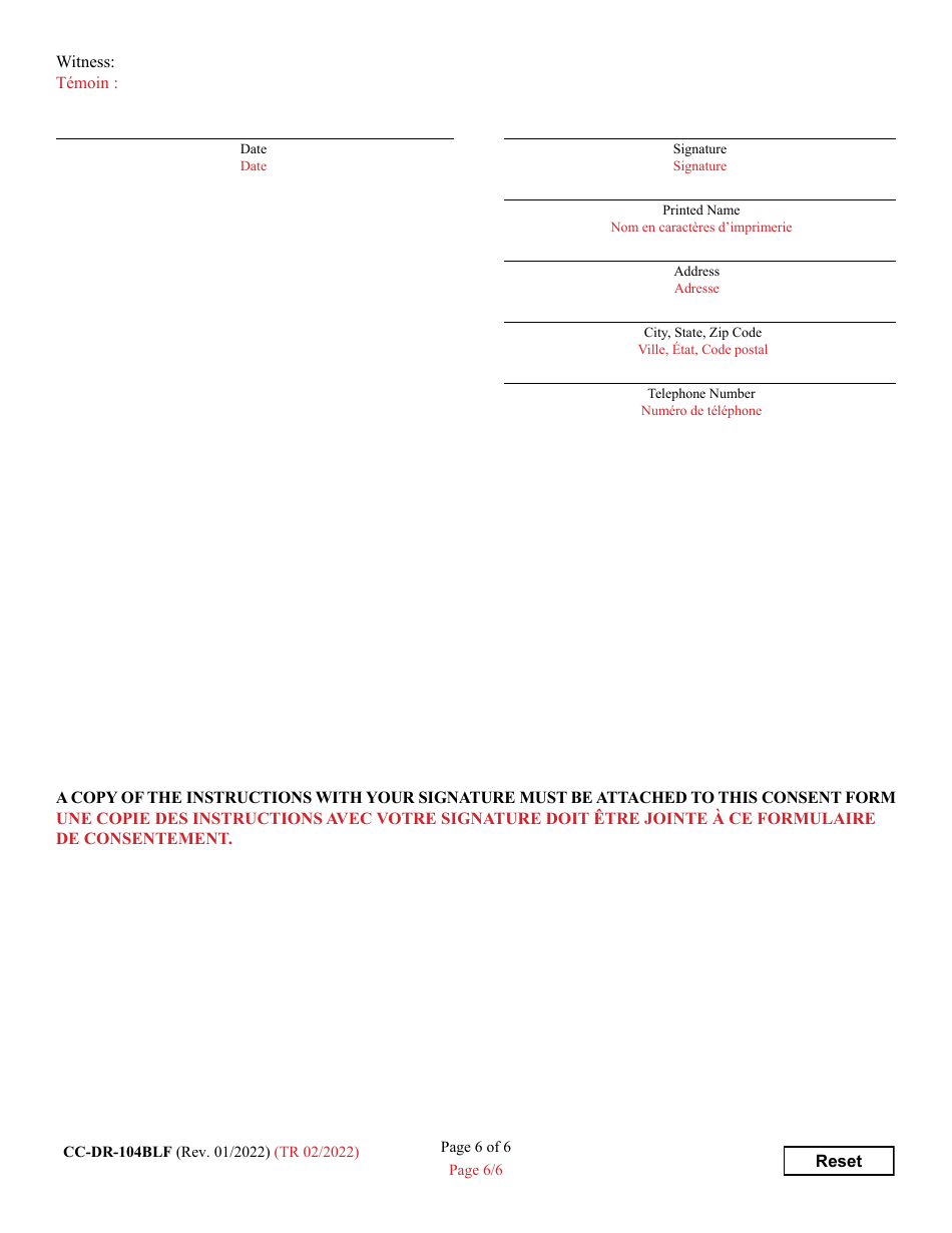 Form 9-102.6 (CC-DR-104BLF) Consent of Child to an Independent Adoption - Maryland (English / French), Page 6