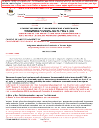 Document preview: Form 9-102.3 (CC-DR-101BLF) Consent of Parent to an Independent Adoption With Termination of Parental Rights - Maryland (English/French)