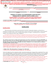 Form 9-102.3 (CC-DR-101BLF) Consent of Parent to an Independent Adoption With Termination of Parental Rights - Maryland (English/French)