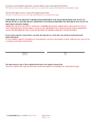 Form 9-102.3 (CC-DR-101BLF) Consent of Parent to an Independent Adoption With Termination of Parental Rights - Maryland (English/French), Page 6