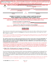 Form 9-102.2 (CC-DR-100BLF) Consent of Parent to a Public Agency Adoption Without Prior Termination of Parental Rights - Maryland (English/French)