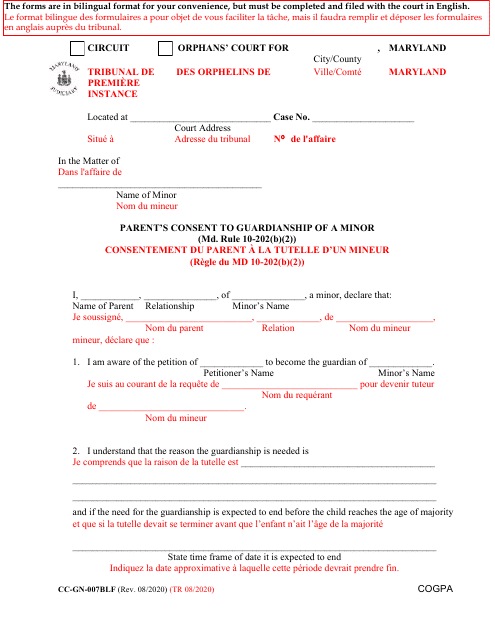 Form CC-GN-007BLF  Printable Pdf