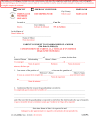 Form CC-GN-007BLF Parent&#039;s Consent to Guardianship of a Minor (Md. Rule 10-202(B)(2)) - Maryland (English/French)