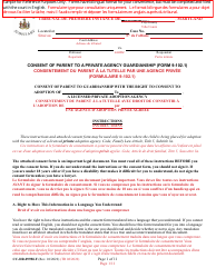 Form 9-102.1 (CC-DR-099BLF) Consent of Parent to a Private Agency Guardianship - Maryland (English/French)