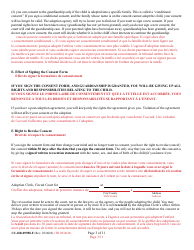 Form 9-102.1 (CC-DR-099BLF) Consent of Parent to a Private Agency Guardianship - Maryland (English/French), Page 3