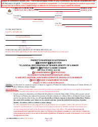 Form CC-DR-123BLF Parent&#039;s/Guardian&#039;s/Custodian&#039;s Consent/Objection to Judicial Declaration of Gender Identity of a Minor With/Without a Name Change (Md. Rule 15-902(C) and (D)) - Maryland (English/French)