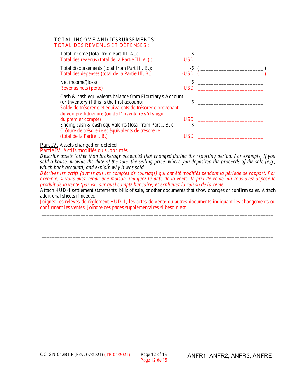 Form CC-GN-012BLF Fiduciarys Account (Md. Rule 10-708(A)) - Maryland (English / French), Page 12