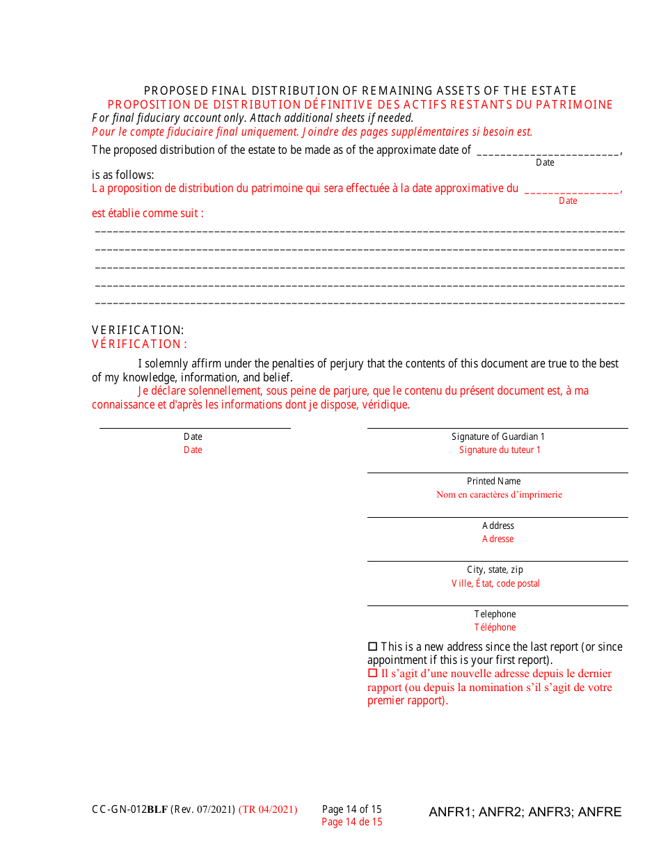 Form CC-GN-012BLF Fiduciarys Account (Md. Rule 10-708(A)) - Maryland (English / French), Page 14