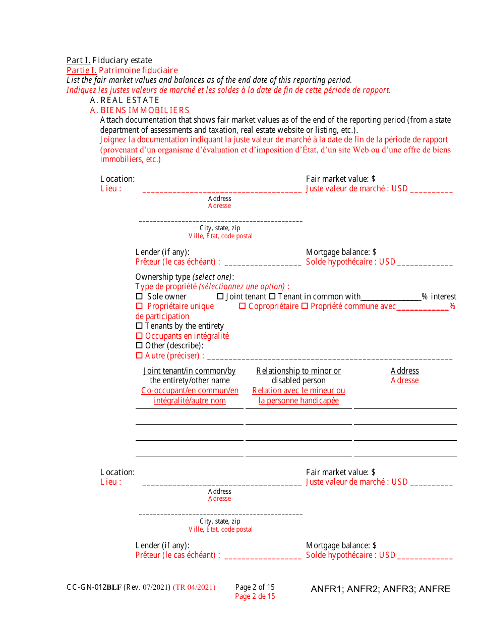 Form CC-GN-012BLF Fiduciarys Account (Md. Rule 10-708(A)) - Maryland (English / French), Page 2