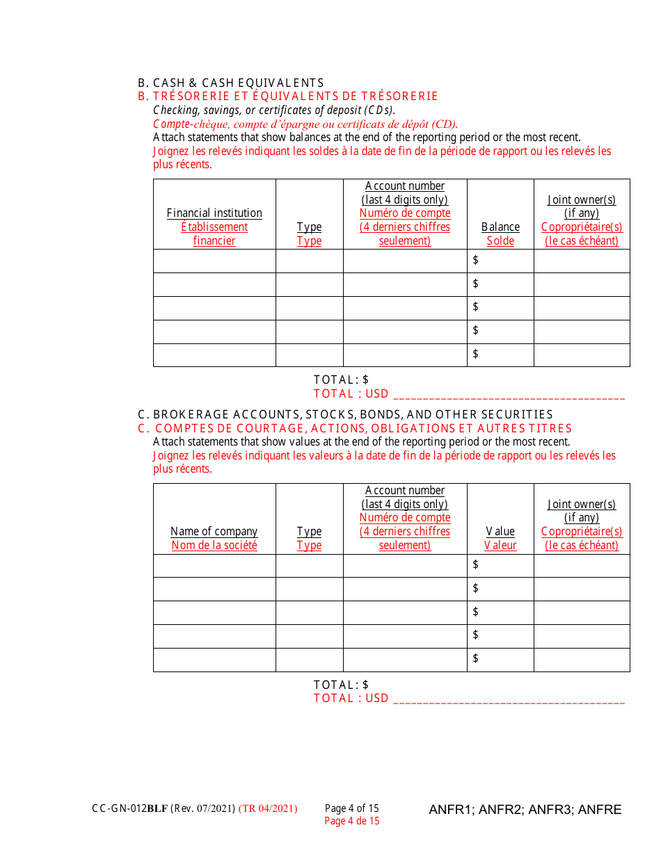 Form CC-GN-012BLF Fiduciarys Account (Md. Rule 10-708(A)) - Maryland (English / French), Page 4