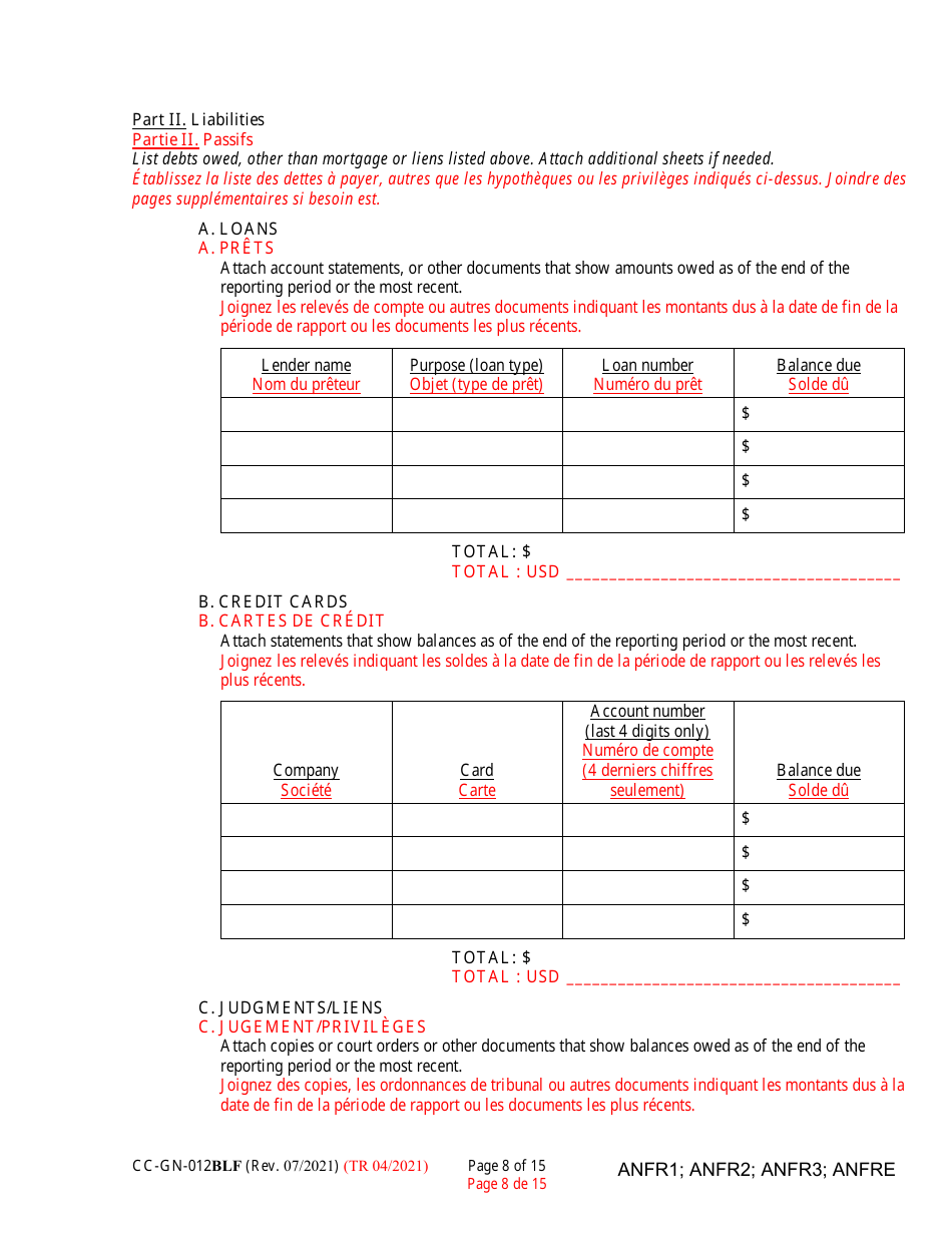 Form CC-GN-012BLF Fiduciarys Account (Md. Rule 10-708(A)) - Maryland (English / French), Page 8