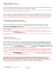 Form CC-DR-104BLS Consent of Child to an Independent Adoption - Maryland (English/Spanish), Page 2