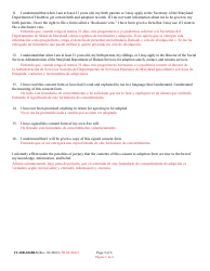 Form CC-DR-104BLS Consent of Child to an Independent Adoption - Maryland (English/Spanish), Page 5