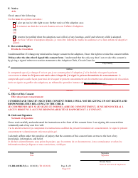 Form CC-DR-102BLF Consent of Parent to an Independent Adoption Without Termination of Parental Rights - Maryland (English/French), Page 8