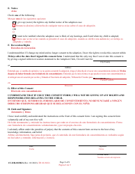 Form CC-DR-102BLS Consent of Parent to an Independent Adoption Without Termination of Parental Rights - Maryland (English/Spanish), Page 8