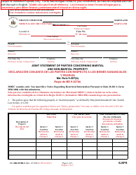 Form CC-DR-033BLS Joint Statement of Parties Concerning Marital and Non-marital Property - Maryland (English/Spanish)